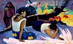 Henslængt. Paul Gauguins oliemaleri på lærred 'Liggende Tahitikvinder' er en typisk 'Gauguin'. 