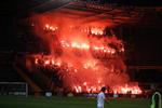 Fyrværkeri. Der var gang i den på Brøndby Stadion - også efter kampen mod FCK. 