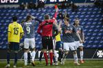 udvisning. AGF's Morten 'Duncan' Rasmussen får det røde kort i opgøret mod Brøndby. 