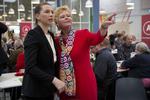 kampdag. Socialdemokratiets formand Mette Frederiksen talte på Tapeten i Ballerup sammen med LO-forman Lizette Risgaard. 