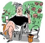 MÅL. For haveentusiasten er den perfekte have målet. Tegning: Mette Dreyer 