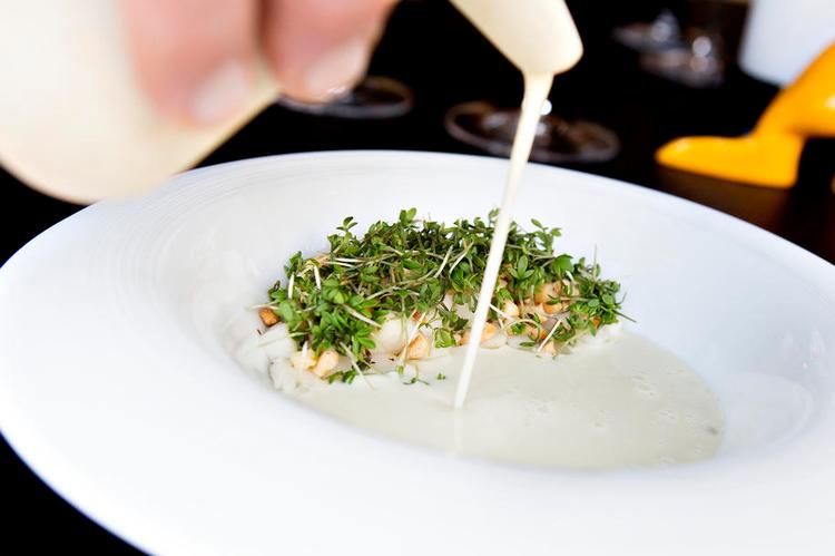 fremragende. Den luftigt cremede jordskokkesuppe og nyretapperne, der er badet i røde nuancer, er blandt højdepunkterne på Restaurant Tabu i Aalborg. Foto: Cathrine Ertmann 