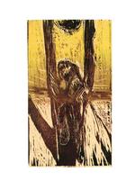 KÆRLIGHED. Brynhild vil kun giftes med en mand, der rider gennem flammer for hende. Det magter frieren ikke. Men pyt, han bytter bare udseende med en anden, der kan. »Flammerne nåede op til himlen«. Illustration fra bøgerne: Peter Brandes 