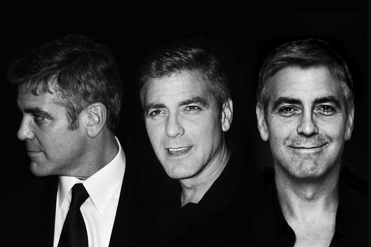 forsøgsperson. Fotomontage af George Clooney, som er et af flere ansigter i billeddatasættet ’Labelled Faces in The Wild’, der bliver brugt til forskning i ansigtsgenkendelse af danske og amerikanske forskere i ny metode til at forbedre kunstig intelligens. Fotomontage. Foto: AP 
