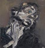 farvefedme. Havde Frank Auerbach travlt? Var han en rigtig ekspressionist? eller var målet med et portræt som dette 'Head of J.Y.M.II' fra 1984-85' at fortælle os, at et maleri først og fremmest handler om oliefarvens stoflighed og de fede strøg, hvormed man skaber liv på et lærred?  Billedet måler 66x61 cm og findes i privateje, når det ikke - som nu - hænger på Tate i London. 