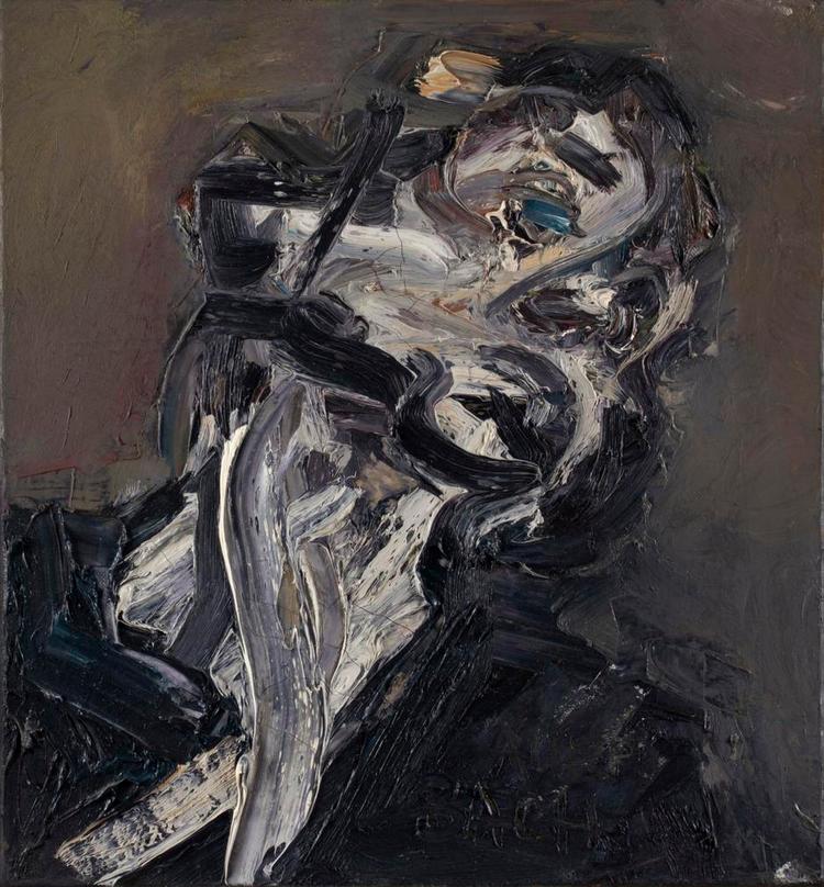 farvefedme. Havde Frank Auerbach travlt? Var han en rigtig ekspressionist? eller var målet med et portræt som dette 'Head of J.Y.M.II' fra 1984-85' at fortælle os, at et maleri først og fremmest handler om oliefarvens stoflighed og de fede strøg, hvormed man skaber liv på et lærred?  Billedet måler 66x61 cm og findes i privateje, når det ikke - som nu - hænger på Tate i London. 