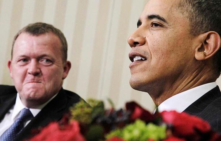skåltale. Den danske statsminister, Lars Løkke Rasmussen, holder skåltalen, når præsident Barack Obama i aften byder alle de nordiske ledere til bords i Det Hide Hus. Billedet er fra et tidligere møde. 