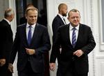 Umuligt? EU-præsident Donald Tusk (t.v.) siger under et møde tirsdag med statsminister Lars Løkke Rasmussen, at det måske bliver umuligt for Danmark at få parallelaftaler om blandt andet Europol. 