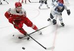ANGREB. Målscorer Lars Eller i aktion foran det finske mål under kvartfinalen i Skt. Petersborg. 