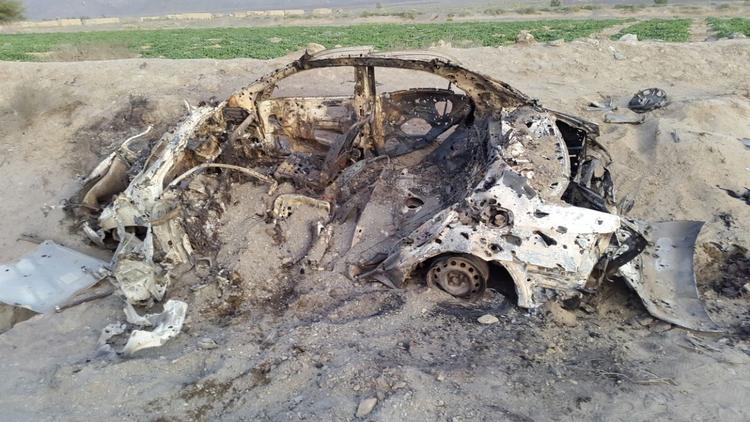 DRONER. En freelancefotograf har taget et billede af Akhtar Mansours bil, som var mål for det amerikanske droneagreb. 