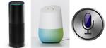 SNAKKETØJ. Amazon Echo (tv), Google Home (midten) er intelligente højttalere, man kan tale med. Nu vil Apple også lave én, baseret på den virtuelle assistent Siri (th.) 