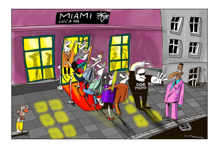 DISKRIMINATION. Et forslag om at sende unge undercover i Københavns mørke for at afsløre forskelsbehandling blev mandag aften blokeret af de borgerlige. Det er udskudt til den 22. februar. Tegning: Jørn Villumsen 