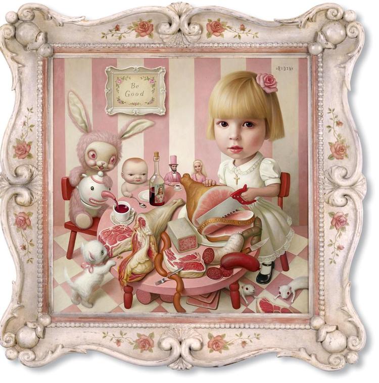 POPKUNST. Kunstneren Mark Ryden har sat visse sind i kog, bl.a. med dette billede af sin datter i selskab med Jesu legeme. Foto: Courtesy of Mark Ryden and Paul Kasmin Gallery 