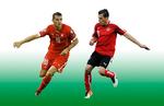 Brødre. Taulant (th) og Granit (tv)  Xhaka står ansigt til ansigt ved EM, når Albanien møder Schweiz 11. juni. 