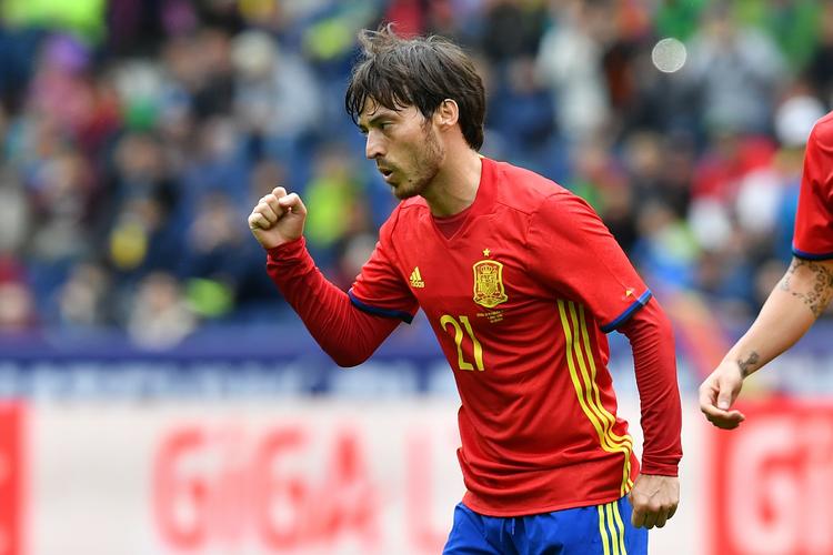 KASSE. David Silva fra Manchester City åbnede onsdag scoringen for Spanien i EM-opvarmningskampen mod Sydkorea. 