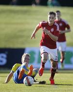 Mål. Brøndby-spilleren Andrew Hjulsager scorede direkte på frispark. 