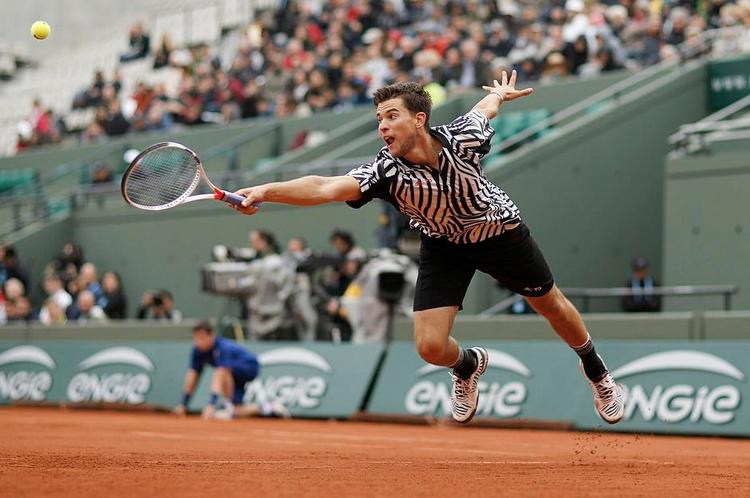 FIGHTER. Dominic Thiem er atletisk, og fysikken bar ham hele vejen i kampen mod David Goffin. 
