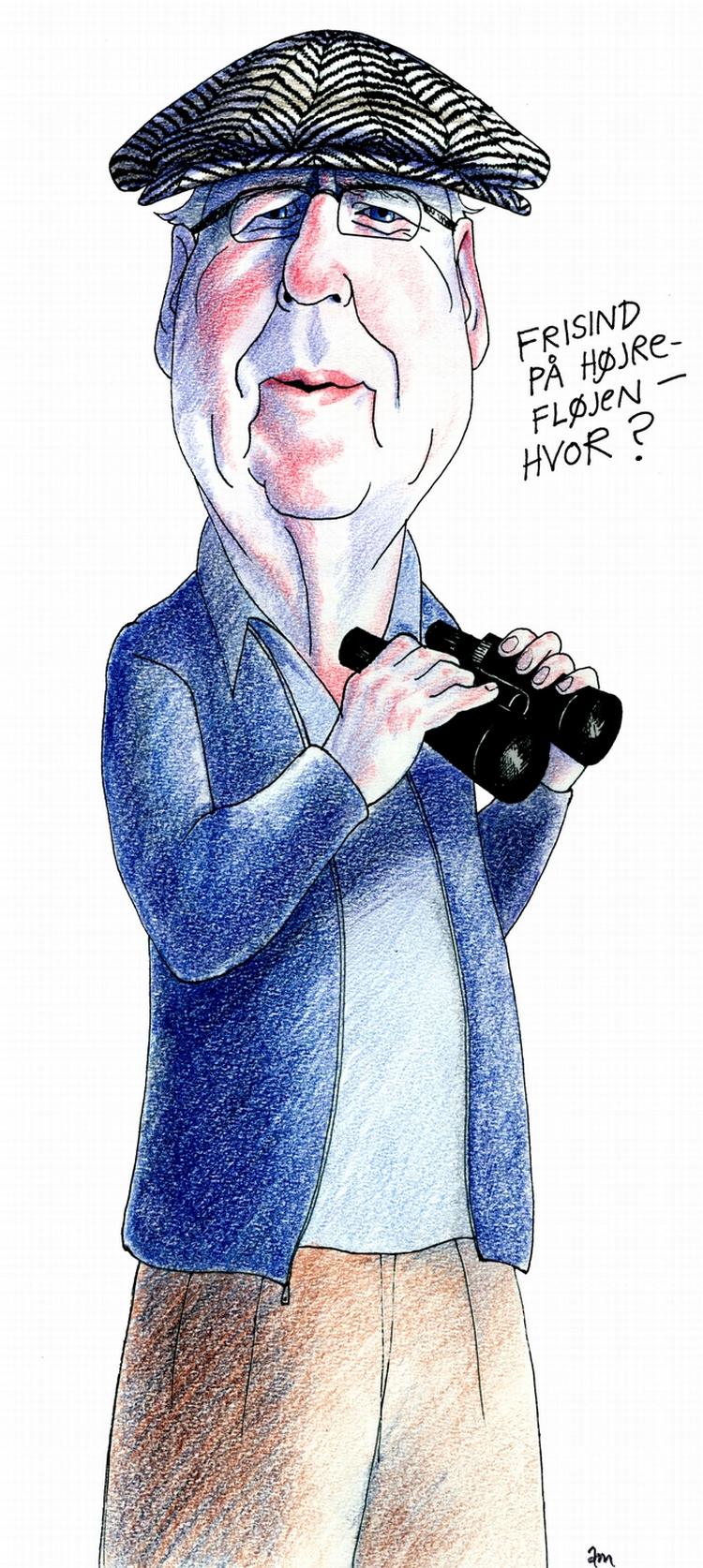 Udeladt: Der er ingen spørgsmål om Poul Heningsen, Klaus Rifbjerg eller Benny Andersen i indfødsretsprøven. Tegning. Anne-Marie Steen Petersen 