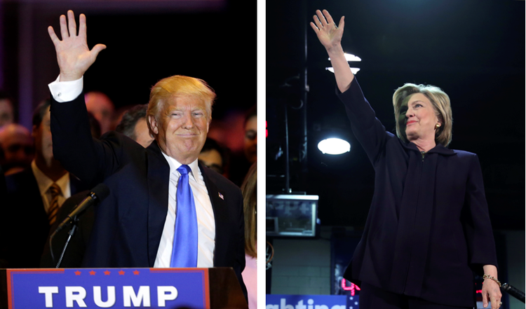 Vinderne. Donald Trump og Hillary Clinton. 