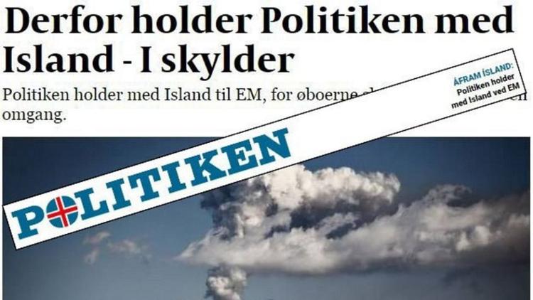 EM. Screendump fra det islandske medie ruv.is. Som så igen har lånt fra Politikens forside. 