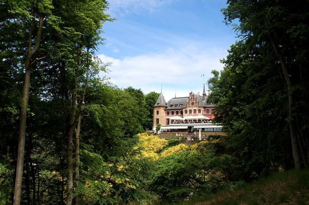 Udsyn. Forude ligger slotsterassen. I år fylder Sofiero 150 år. Dronning Ingrids barndomshave blev i 1973 overdraget til folket. 