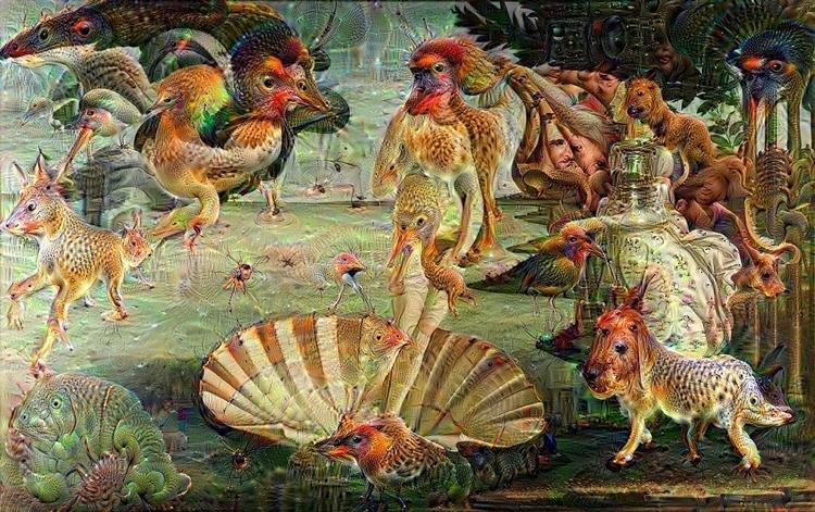 Originalitet. Et af de steder, kunst møder kunstig intelligens, er i Google-programmet DeepDream, der føjer helt nye dimensioner til uploadede billeder - her Botticellis 'Venus' fødsel. 