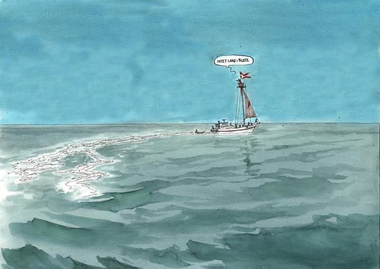 Kursskifte. Tegning: Roald Als 