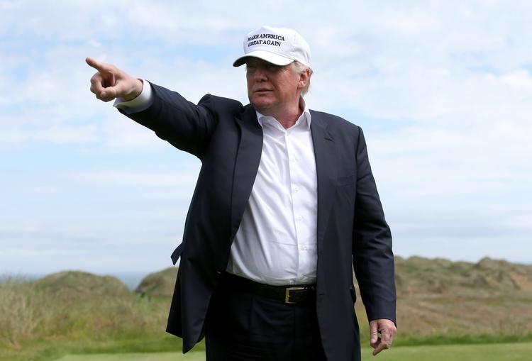 GOLF. Donald Trump på sit golfresort i weekenden til et pressemøde om Brexit. 