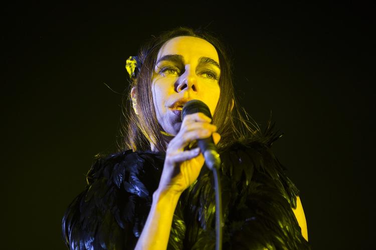 Mørkt. PJ Harvey indhyllede Arena i mørk røg og tjære på Roskilde Festival. 