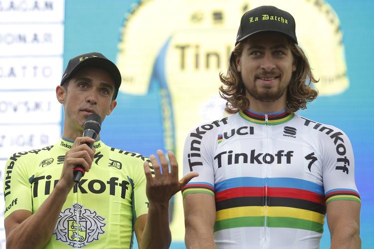 Favorit. Alberto Contador er blandt favoritterne i årets Tour de France, mens holdkammeraten Peter Sagan sikkert også vil gøre sit til at skabe resultater. 