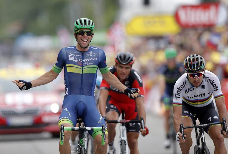 SLUT. Australske Michael Matthews var dagens hurtigste, da det gjaldt, men Peter Sagan (th.) var manden, der skabte den afgørende udvikling på 10. etape. 