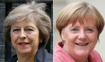 Mayrkel. Theresa May (t.v.) kan umiddelbart vente nul imødekommenhed fra EU's mest magtfulde regeringsleder, Tysklands Angela Merkel, når det kommer til ønsket om at få fuld adgang til det indre marked uden at deltage i den fri bevægelighed for personer. 