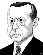 opgør. I sine 14 år ved magten har Erdogan og regeringspartiet taget et frontalopgør med militæret, og udrenset flere lag af kritiske officerer alene på mistanke om illoyalitet overfor magthaverne. Tegning: Anne-Marie Steen Petersen 