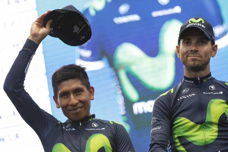 podiekandidater. Som nr. 4 og 5 sammenlagt er både colombianeren Nairo Quintana  (venstre) og den spanske veteran Alejandro Valverde med minus på henholdsvis 2.59 og 3.17 minutter stadig superseriøse podiekandidater. 