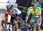 Finish. Jarlinson Pantano var hurtigst i spurten, da han kom til målstregen sammen med Rafal Majka efter en dags hårdt arbejde. 