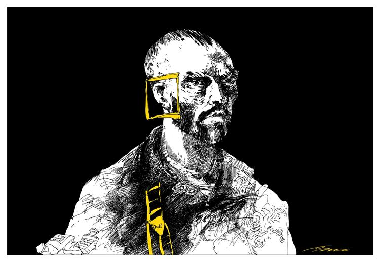 Gave. Nu mener man at vide, hvem van Gogh gav sit afskårne øre til. Tegning: Per Marquard Otzen 