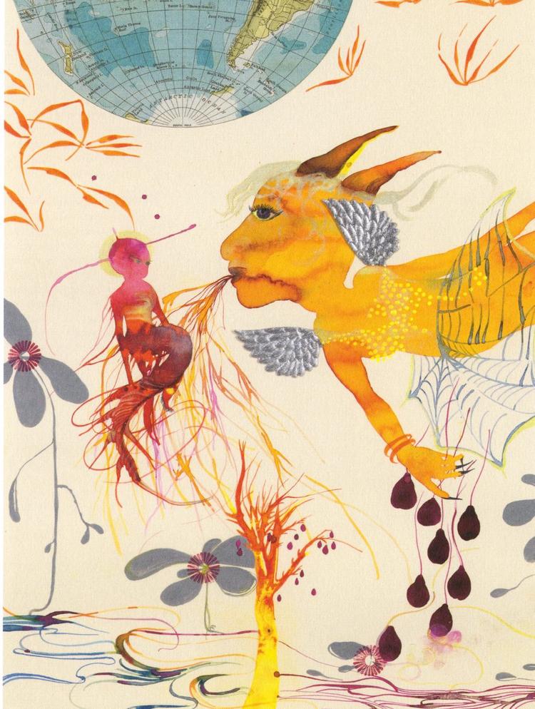 Eventyrligt. 'Ønskevande og grå trylleformularer forheksede hendes løjerlige fjende' er titlen på den indiske kunstners Rina Banerjees værk i mixed media. 