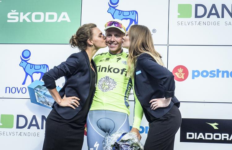 Sejr. Etapevinder Michael Valgren efter 3 etape af Postnord Danmark Rundt. 