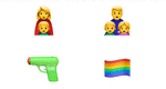 KORREKT. Apple har længe været i gang med at ændre sine emojis i en retning, hvor de i højere grad afspejler forskelle i såvel race, seksualitet som familiers sammensætning. En grøn vandpistol og et regnbueflag er imellem dem. 