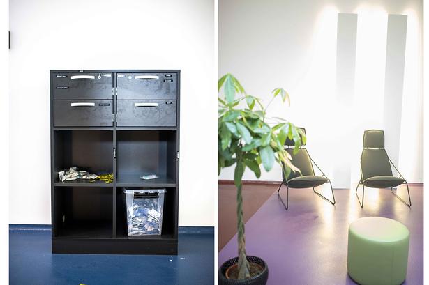 Ud over redskaber og ro til at tage stoffer er H17's lokaler indrettet til at tilbyde brugerne et pusterum i en hverdag, der ellers er barsk og stresset. Lænestolene til venstre kan brugerne sidde i, mens rusen sætter ind. 