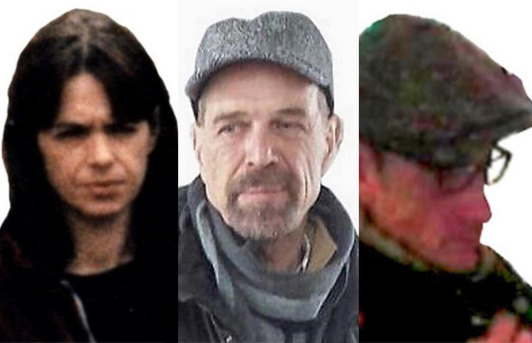Røvere. Den aldrende trio har i årevis drillet politiet, der dog mener at have næsten friske billeder af de to mænd, Ernst-Volker Staub (i midten) og Burkhard Garweg, mens billedet af Daniela Klette er konstrueret på basis af gamle fotos. Foto: Staatsanwaltschaft Verden 