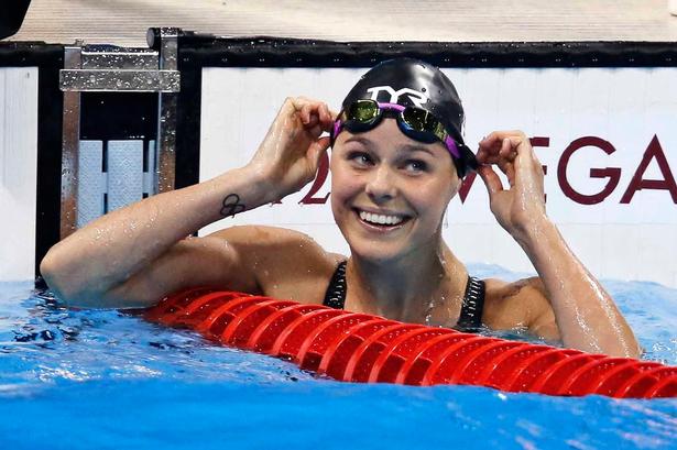 Pernille Blume efter sin semifinale i 50 meter fri. 