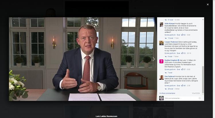 Viralt. Statsminister Lars Løkke Rasmussen (V) lancerede dele af sin 2025-plan direkte på Facebook 