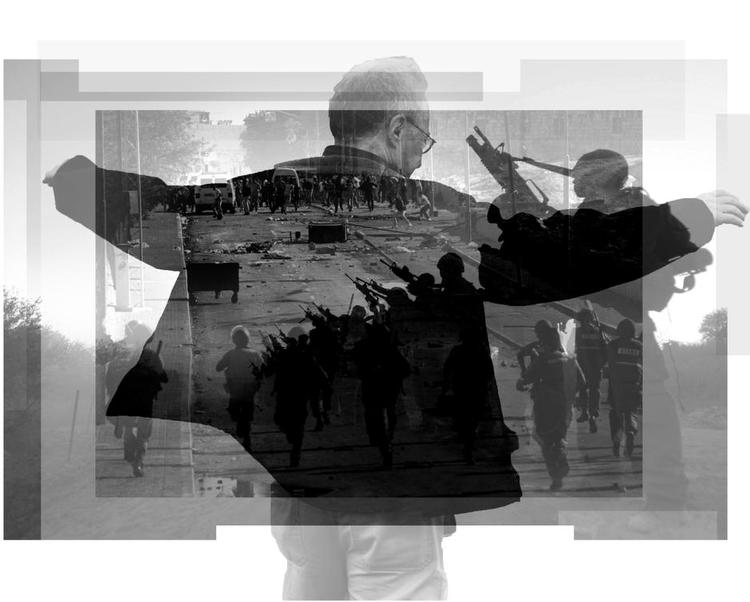 SKæbne. Fredsaktivisten David Grossman, der mistede en søn i Libanon-krigen, fletter i sin nye roman hovedpersonens livsfortælling sammen med Israels turbulente historie. Fotomontage: Tomas Østergren. Lars Krabbe/AP 