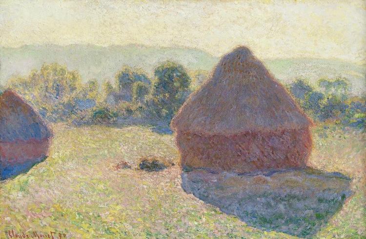 Find NÅLEN. Maleriet ’Kornstakke midt på dagen’ fra 1890 er et af Monets mange høstakbilleder, men det eneste på udstillingen. Foto: Ordrupgaard 