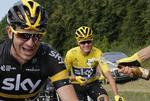 Jubel. Froome jublede under Touren, Stannard (tv) i dag. 