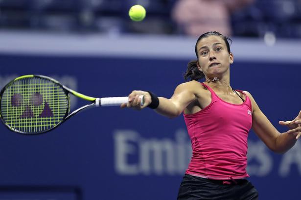 Letlands Anastasija Sevastova under kampen mod Caroline Wozniacki. 