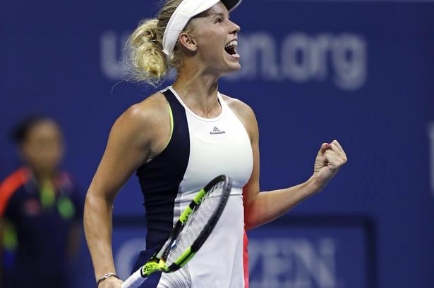 Caroline Wozniacki efter sin sejr over Anastasija Sevastova på 6-0, 6-2. 