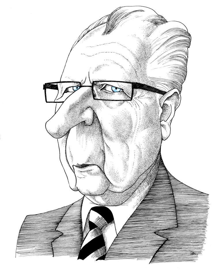Jacques Delors tegnet af Anne-Marie Steen Petersen 