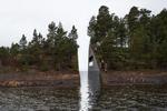 Mindesmærke. Sådan skulle odden ved Utøya have set ud, hvis det stod til kunstneren Jonas Dahlberg. Nu opgiver regeringen mindesmærket. 